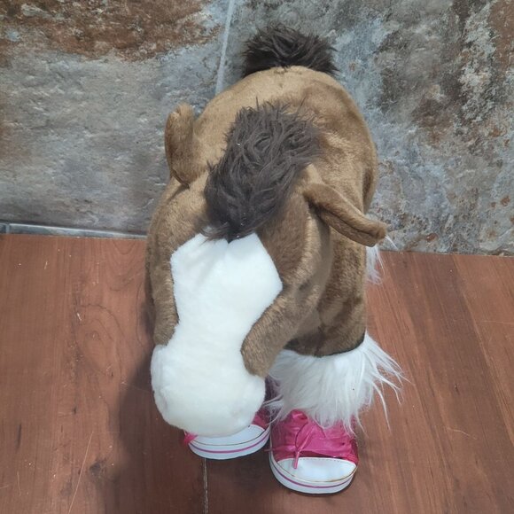 Build A Bear Brown Horse Pony Plush Pink Glittery Shoes Stuffed Animal - Picture 3 of 13